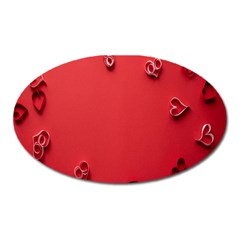 Valentine Day Logo Heart Ribbon Oval Magnet by artworkshop