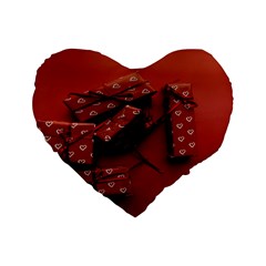 Valentines Gift Standard 16  Premium Flano Heart Shape Cushions by artworkshop