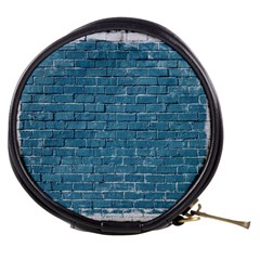 White And Blue Brick Wall Mini Makeup Bag by artworkshop