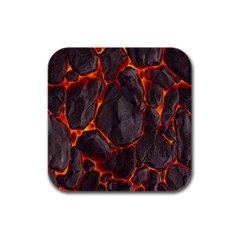 Lava Volcanic Rock Texture Rubber Square Coaster (4 Pack) by artworkshop