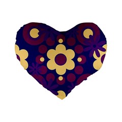 Flowers Pearls And Donuts Purple Burgundy Peach Navy Standard 16  Premium Flano Heart Shape Cushions by Mazipoodles