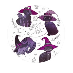 Witch Cat T- Shirt Cute Fantasy Space Witch Cats T- Shirt Mini Round Pill Box (pack Of 5)