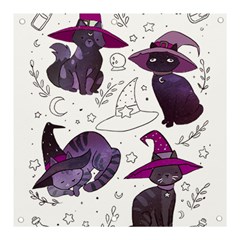 Witch Cat T- Shirt Cute Fantasy Space Witch Cats T- Shirt Banner And Sign 3  X 3  by maxcute