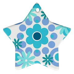 Flowers Pearls And Donuts Pastel Teal Periwinkle Teal White  Star Ornament (two Sides) by Mazipoodles