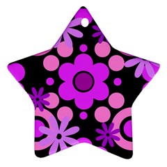 Flowers Pearl And Donuts Lilac Blush Pink Magenta Black  Ornament (star) by Mazipoodles