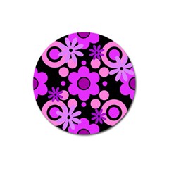 Flowers Pearl And Donuts Lilac Blush Pink Magenta Black  Magnet 3  (round) by Mazipoodles
