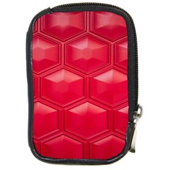 Red Textured Wall Compact Camera Leather Case by artworkshop