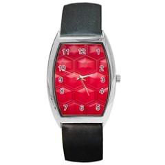 Red Textured Wall Barrel Style Metal Watch by artworkshop