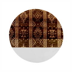Uzbek Pattern In Temple Marble Wood Coaster (round)