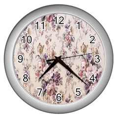 Vintage Floral Pattern Wall Clock (silver)