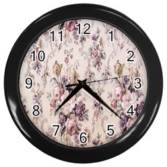 Vintage Floral Pattern Wall Clock (black)