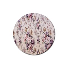 Vintage Floral Pattern Rubber Coaster (round)