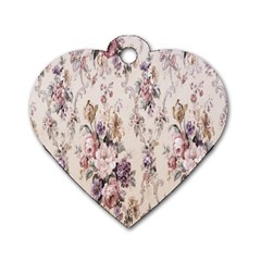 Vintage Floral Pattern Dog Tag Heart (one Side)