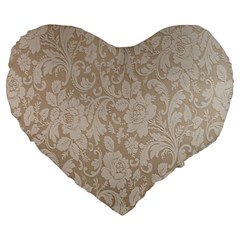Vintage Wallpaper With Flowers Large 19  Premium Flano Heart Shape Cushions by artworkshop