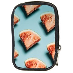 Watermelon Against Blue Surface Pattern Compact Camera Leather Case by artworkshop