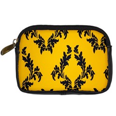 Yellow Regal Filagree Pattern Digital Camera Leather Case by artworkshop