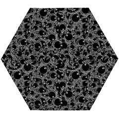Black And Alien Drawing Motif Pattern Wooden Puzzle Hexagon by dflcprintsclothing