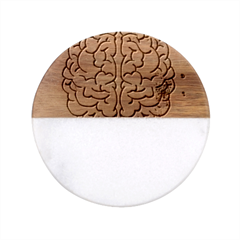 Brain-mind-psychology-idea-drawing Classic Marble Wood Coaster (round)  by Jancukart
