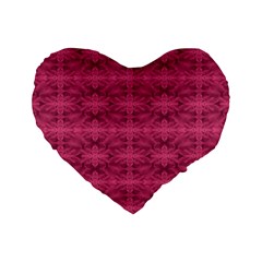Elegant Pink Floral Geometric Pattern Standard 16  Premium Heart Shape Cushions by dflcprintsclothing