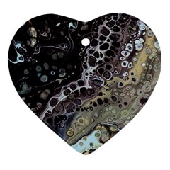 Black Marble Abstract Pattern Texture Heart Ornament (two Sides) by Jancukart