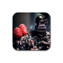 Chocolate Dark Rubber Square Coaster (4 Pack) by artworkshop
