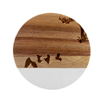 Mother And Daughter Yoga Art Celebrating Motherhood And Bond Between Mom And Daughter. Marble Wood Coaster (Round) Front