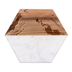 Marble Stone Abstract Gold White Color Colorful Marble Wood Coaster (hexagon)  by Pakemis