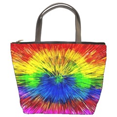 Colour Background Structure Lines Explosion Pop Bucket Bag by Pakemis