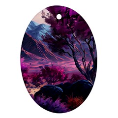Landscape Landscape Painting Purple Purple Trees Ornament (oval)