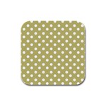 Lime Green Polka Dots Rubber Square Coaster (4 pack) Front