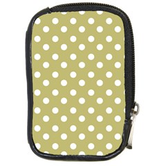 Lime Green Polka Dots Compact Camera Leather Case by GardenOfOphir