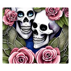 Skulls And Flowers Premium Plush Fleece Blanket (small) by GardenOfOphir