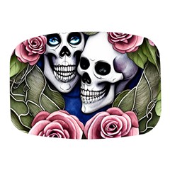 Skulls And Flowers Mini Square Pill Box by GardenOfOphir