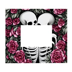 Black And White Rose Sugar Skull White Wall Photo Frame 5  X 7  by GardenOfOphir