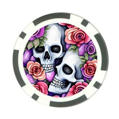 Floral Skeletons Poker Chip Card Guard by GardenOfOphir