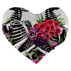 Gothic Floral Skeletons Large 19  Premium Heart Shape Cushions by GardenOfOphir