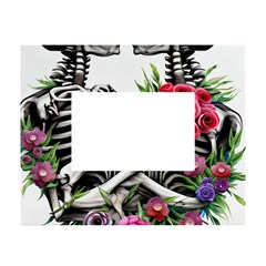 Gothic Floral Skeletons White Tabletop Photo Frame 4 x6  by GardenOfOphir