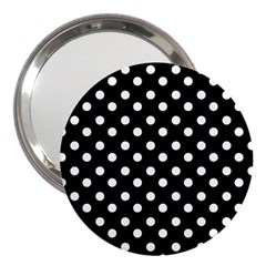 Black And White Polka Dots 3  Handbag Mirrors by GardenOfOphir