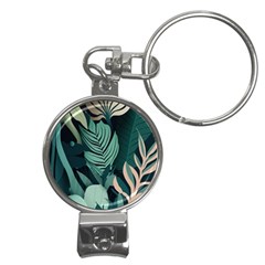 Green Nature Bohemian Painting Leaves Foliage Nail Clippers Key Chain
