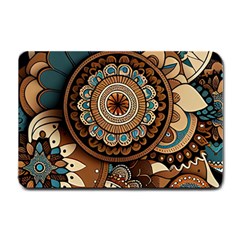 Bohemian Flair In Blue And Earthtones Small Doormat by HWDesign