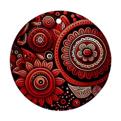 Bohemian Vibes In Vibrant Red Round Ornament (two Sides) by HWDesign