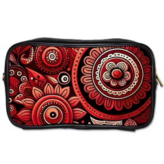 Bohemian Vibes In Vibrant Red Toiletries Bag (one Side) by HWDesign