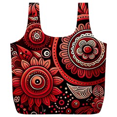 Bohemian Vibes In Vibrant Red Full Print Recycle Bag (xl) by HWDesign