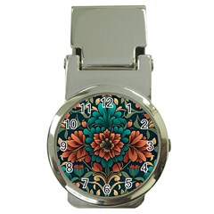 Flower Pattern Modern Floral Money Clip Watches by Ravend