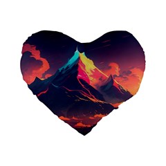 Mountain Sky Color Colorful Night Standard 16  Premium Heart Shape Cushions