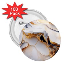 Marble Stone Abstract Gold White 2 25  Buttons (100 Pack)  by Ravend