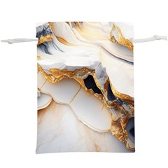 Marble Stone Abstract Gold White Lightweight Drawstring Pouch (xl) by Ravend