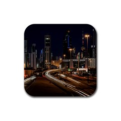 Skyscrapers Buildings Skyline Rubber Square Coaster (4 Pack)