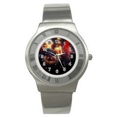Nebula Galaxy Stars Astronomy Stainless Steel Watch by Uceng