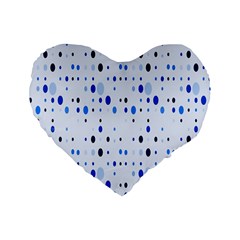 Blue Circle Pattern Standard 16  Premium Flano Heart Shape Cushions by artworkshop